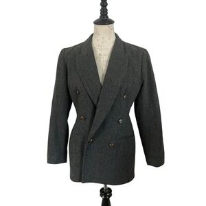 Vintage Women's Gray Wool Blazer Harris/Wallace Vintage Wool‎ Jacket Size 6 P